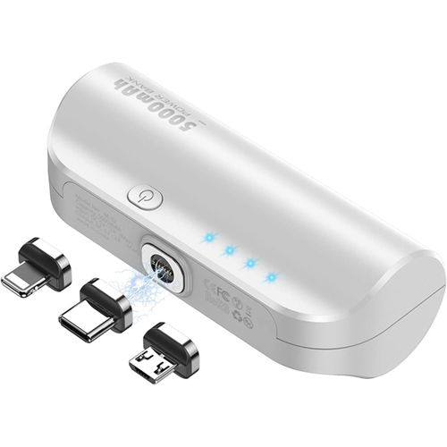 Mini Batterie Externe 5000mah, 3 En 1 Magnétique Chargeur Portable Compact De, Petite Magnétique Sans Fil Power Bank Avec Iphone/Usb C/Micro Usb A/Compatible Avec Iphone/Samsung/Huawei[H1241]