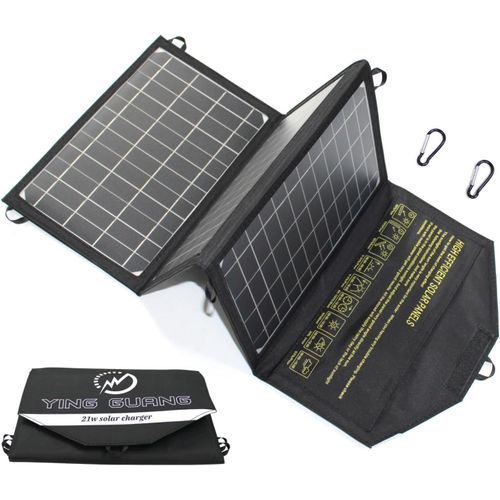 Chargeur Solaire Pliable 21w Panneau Solaire Monocristallin Chargeur 2 Ports Usb Étanche Panneaux Solaires Portables Pour Téléphones Portables, Tablettes Et Autres Appareils Numériques[H123]