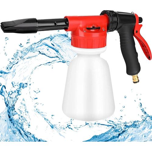 Mousse Gun, 1L Pulvérisateur à Mousse, Pistolet de Pulvérisation Réglable pour Distributeur de Savon Connecté au Tuyau D'arrosage Universel, pour la Tuyau Arrosage, le Lavage de la Voiture