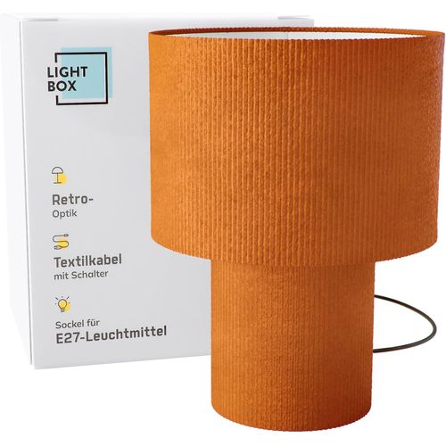 Lampe De Table Ø 23 Cm | Lampe Rétro En Tissu Velours Côtelé Vintage En Orange/Jaune/Curcuma | Lampe De Table Des Années 70 Avec Douille E27 | Petite Lampe Déco Pour Le Salon (Filaire)
