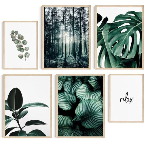 Tableau Decoration Murale Salon - SANS Cadre - Decoration Chambre - Tableaux, Posters et Arts Décoratifs - Deco Maison, Cuisine, Bureau (Plante Verte Botanique, 4 x 30x40, 2 x 21x30 cm)