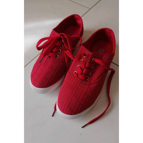 Baskets En Toile Rouge - 38