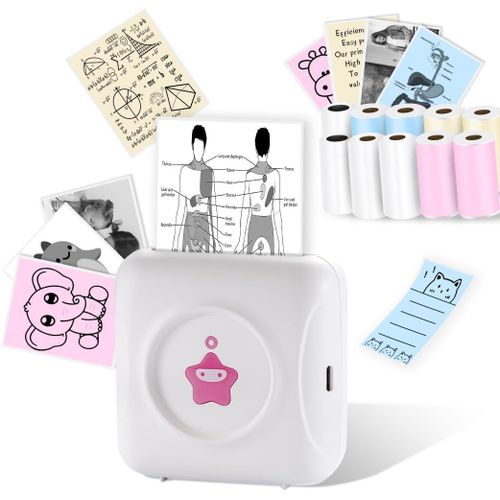 MONDODIGITALE-Mini Imprimante Thermique Tp2-Y - Imprimante Autocollante Compatible Avec Android Et Ios - Mini Imprimante Photo Avec 10 Rouleaux D'Étiquettes - Imprimante De Poche Portable Pour Iphone
