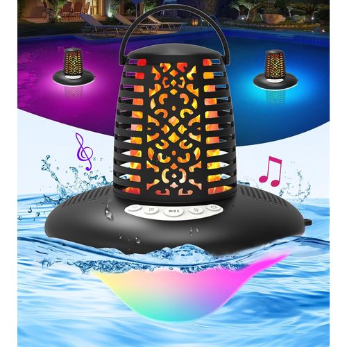 MONDODIGITALE-Enceinte Bluetooth Piscine Flottante,Enceinte Bluetooth Portable Avec Lumière De Flamme Et Coloré,Enceinte Douche Bluetooth Étanche Ip68,Double Appairage Stéréo Haut Parleur Bluetooth P