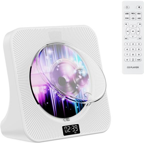 MONDODIGITALE-Lecteur Cd De Bureau Bluetooth Home Lecteur Cd Mural Haut-Parleurs Lecteur Cd Portable Avec Casque Usb Jack Fm Radio Hifi Lecteur Cd Boombox Avec Télécommande Écran Lcd Cadeau Pour Enfants