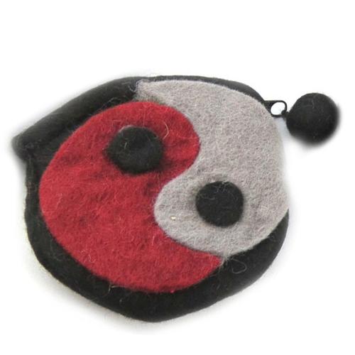 Porte-monnaie 'Yin Yang' rouge gris - 10 cm