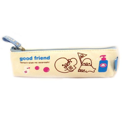 PROMOTION ! Trousse coton 'Good Friend' bleu beige - 19x5 cm