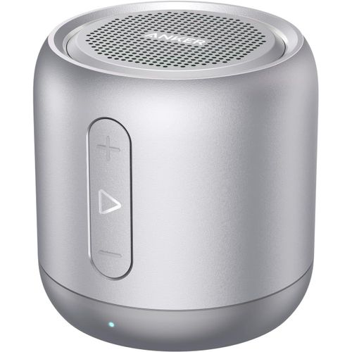MONDODIGITALE-Soundcore Mini Haut-Parleur Bluetooth, Compact, Avec 15 Heures D'Autonomie, Son Fantastique, Portée Bluetooth De 20 M, Radio Fm Et Basses Intenses (Argenté)