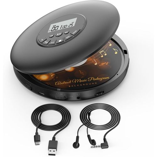 MONDODIGITALE-Lecteur Cd Portable Baladeur Cd Lecteur De Musique Personnel Avec Protection Anti - Saut Pour Lecture Cd - R Et Cd - Rw, Pistes Programmables - Casque Inclus