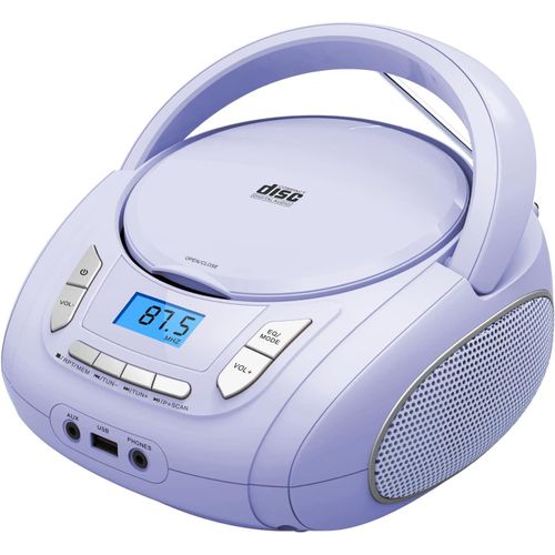 MONDODIGITALE-Lecteur Cd Portable Boombox Pour Enfants (Avec Bluetooth, Radio Fm, Mp3, Usb, Aux, Prise Casque), Son Stéréo Pour Toute La Famille (Violet)