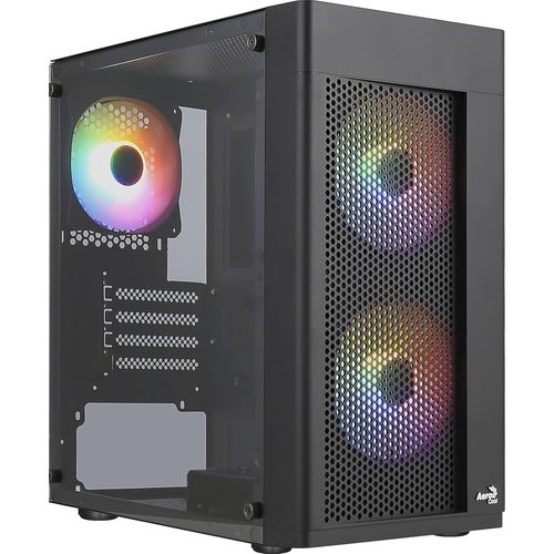 MONDODIGITALE-Hexformbkv2, Boîtier Pc Micro Atx, 3 Ventilateurs Frgb, Grille Avant, Noir