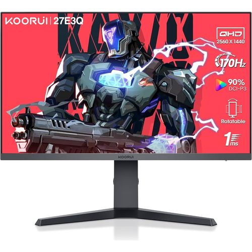 MONDODIGITALE-Écran Pc Gaming 27 Pouces, 170Hz, 2K Qhd (2560X1440P), Ips, 1Ms, Hdr 400, 2Xhdmi(144Hz Ou 170Hz), Displayport(170Hz), Adpitive Sync, 100% Srgb, Hauteur Réglable, Grand Angle De Vue 178°