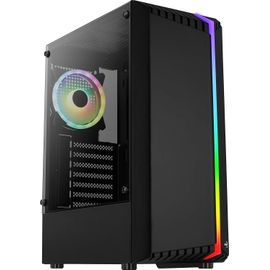 MONDODIGITALE-Bionic Rgb Atx Mid Tower Case, Tempered Glass Side Panel + 1X 12Cm Rgb Fan, Black