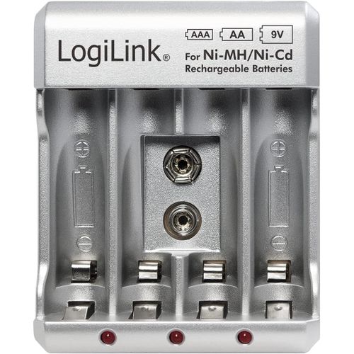 MONDODIGITALE-Pa0168 Chargeur De Batterie Pour Piles Aa/Aaa/9V Ni-Mh/Ni-Cd Argenté
