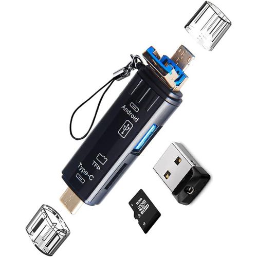 MONDODIGITALE-Adaptateur De Carte Micro Sd Usb, 5-En-1 Usb C/Micro/Usb 2.0 Lecteur De Mémoire Portable Adaptateur Usb Otg Pour Carte Micro Sd Compatible Pour Macbook Ordinateur Téléphone Android