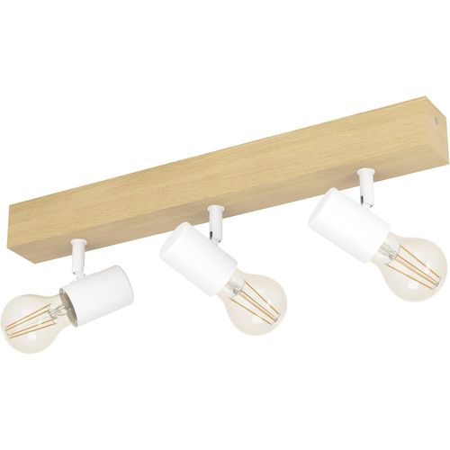 Mondodigitale-Plafonnier Townshend 3, Spot De Plafond Triple De Style Vintage Industriel, Lampe Rétro En Acier Et Bois, Blanc, Marron, Douille E27