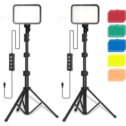 MONDODIGITALE-2Pcs Eclairage Vidéo Led Usb Lampe Streaming Avec Trépied Réglable Avec Filtre De Couleur Dimmable 3000K-6500K Key Light Pour Eclairage Photo,La Vidéoconférence,Youtube