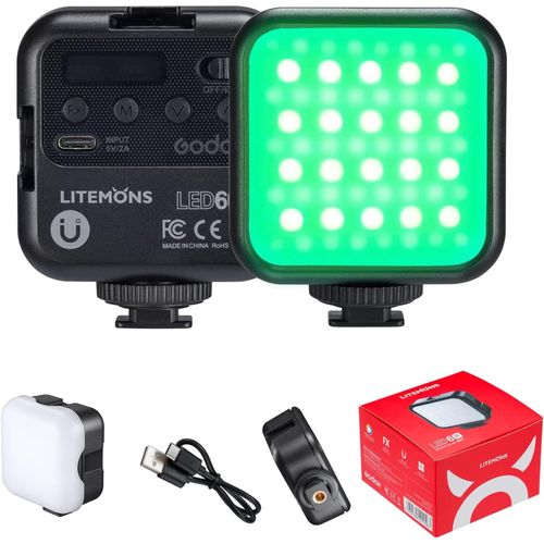 MONDODIGITALE-Lampe Vidéo Litemons Led6R Rgb De Poche Led Bicolore, 3200 K-6500 K, Irc 95, 13 Effets De Lumière, Mode Hsi, Rechargeable Pour Les Enregistrements, Le Streaming En Direct, Le Microfilm
