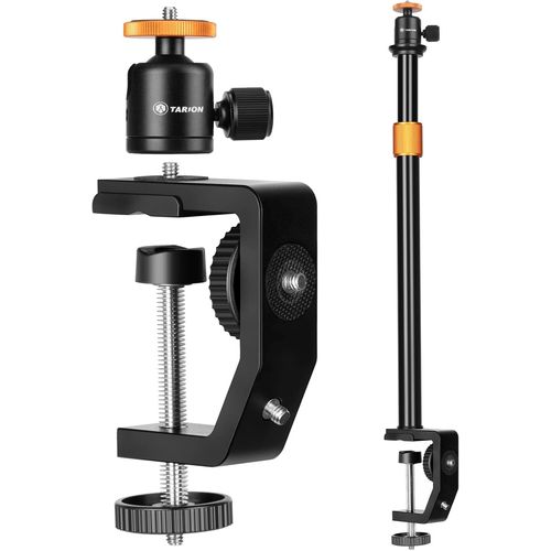 MONDODIGITALE-C Clamp Stand Camera Desk Mount Avec Vis Standard 1/4, Rotule Et Tige D'Extension Réglable De 33 À 60 Cm Pour Vlogging Live Stream Photo Studio Light Photography Filming