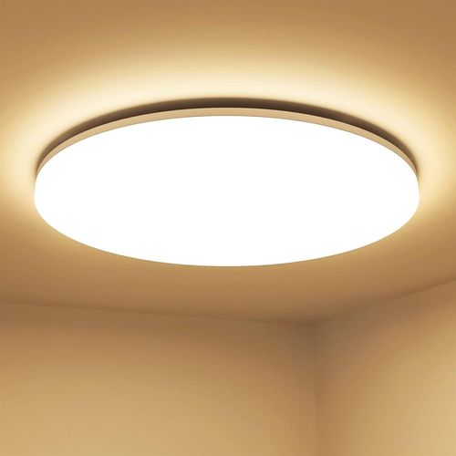 Mondodigitale-Plafonnier Salle De Bain Led 24w 2400lm Blanc Chaud 3000k Etanche Ip54, Plafonnier Cuisine Rond Eclairage Lumineux Intérieur Extérieur Equivaut À Lampes Incandescences 200w (¿28)