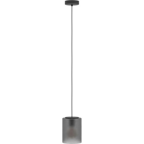 MONDODIGITALE-Suspension Luminaire Colomera, Lampe De Plafond Suspendue, Lustre Élégant Pour Salle À Manger, Métal Noir Et Verre Fumé, Douille E27, Ø 15 Cm