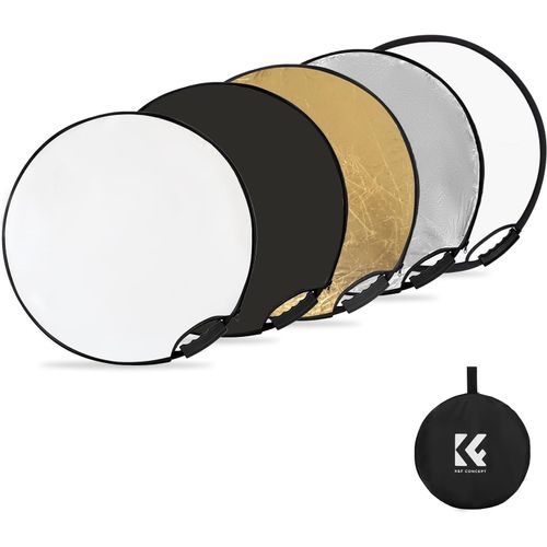 MONDODIGITALE-5-In-1 Réflecteur De Lumière 22"(60Cm) Diffuseur Photographique Pliable Et Portable Pour Studio Et Éclairage Extérieur Or Argent Blanc Noir Translucide
