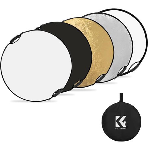 MONDODIGITALE-Réflecteur De Lumière 32"(80Cm) 5-En-1 Photographie Diffuseur Pliable Portable Avec Poignées Pour Studio Et Éclairage Extérieur Or Argent Blanc Noir Translucide