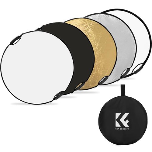 MONDODIGITALE-Réflecteur De Lumière 43"(110Cm) 5-En-1 Photographie Diffuseur Pliable Portable Avec Poignées Pour Studio Et Éclairage Extérieur Or Argent Blanc Noir Translucide