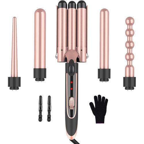 Mondodigitale-Fer À Boucler 5 En 1 Avec 3 Barils, Fer À Boucler Avec Revêtement En Céramique Réglable En Température, Fer À Boucler Pour Cheveux Longs Et Courts