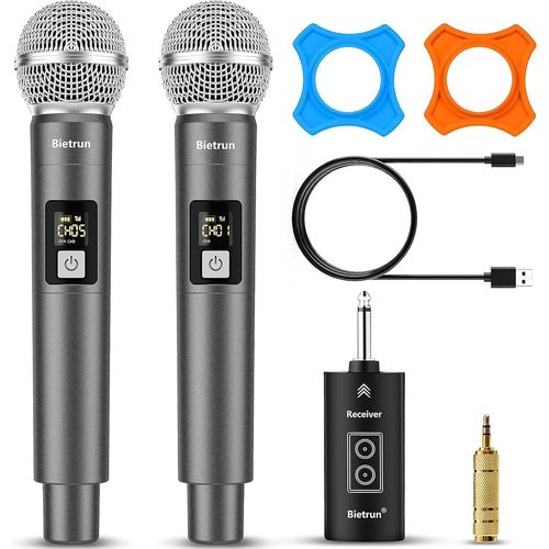 MONDODIGITALE-Micro Sans Fil Professionnel 30M, Uhf Micro Karaoke Gris