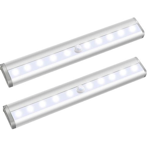 MONDODIGITALE-Veilleuse 10 Led Avec Bande Magnétique La Lumière De Détection Automatique De Nuit Avec Aimant Type De Batterie Détecteur De Mouvement Bande Fort Idéal Pour Couloir Garde-Robe Etc