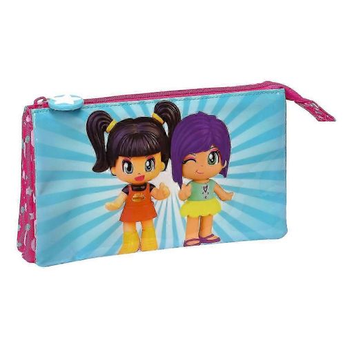 Trousse Fourre-Tout Double Pinypon Bleu Rose 22 X 12 X 3 Cm