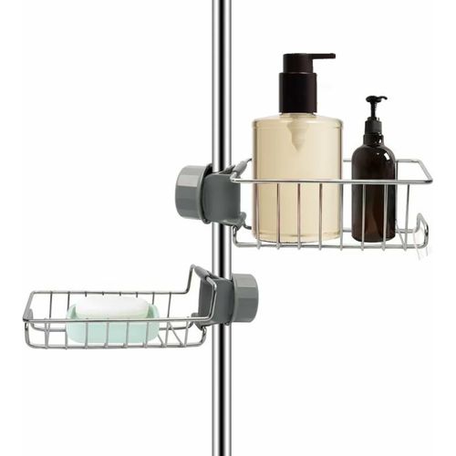 SHIBA-2 Etageres Douche sans Percage | Etagère Salle de Bain en Inox | Réglage Universel pour Colonnes de Douches | Installation R[1