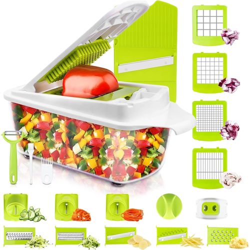 Shiba-Mandoline Multifonctions 23pcs Mandoline De Cuisine Des Decoupe Legumes Manuel Cube Coupe Tomates, Pomme De Terre, Carotte, [9