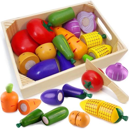 Shiba-Jouet Bois Légumes Fruits De Coupe Pour Dinette Enfant, Cuisine Jeux Accessoire Aliment Nourriture, Jouet Éducatif Éveil Mon[8