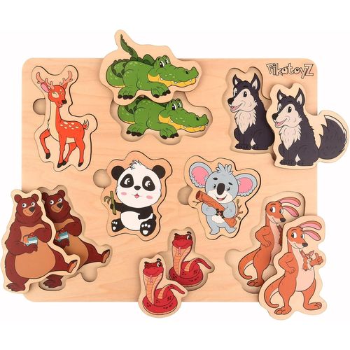SHIBA-PikatoyZ Puzzle Enfant de 1 2 3 Ans. Jeux Enfants Educatif composé de Puzzle Montessori d`Animaux de forêt. Jouet Enfant idé[1