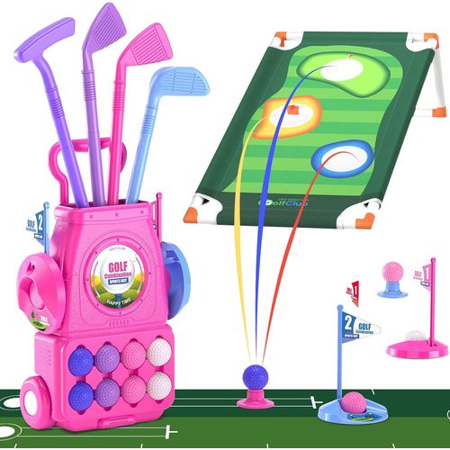 Shiba-Ensemble De Jouets De Golf Pour Enfants, Chariot De Golf Avec 4 Clubs De Golf Et 8 Balles De Golf Mini Jeu De Golf Cadeau Po[1