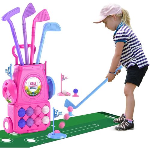Shiba-Ensemble De Jouets De Golf Pour Enfants, Chariot De Golf Avec 4 Clubs De Golf Et 8 Balles De Golf Mini Jeu De Golf Cadeau Po[1
