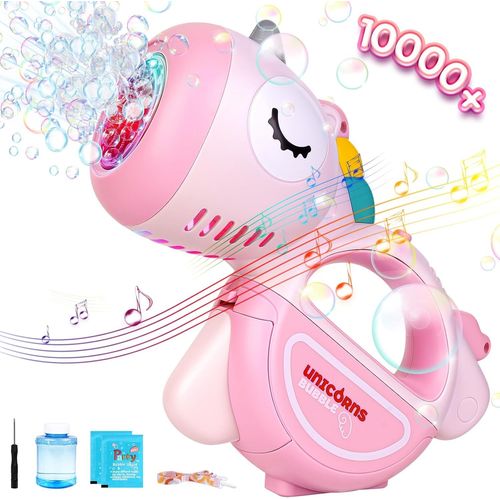 SHIBA-Machine à Bulles de Savon Portable Enfants,Licorne Machine à Bulles de Savon avec lumières et Musique, Jouet de Jardin Enfan[1