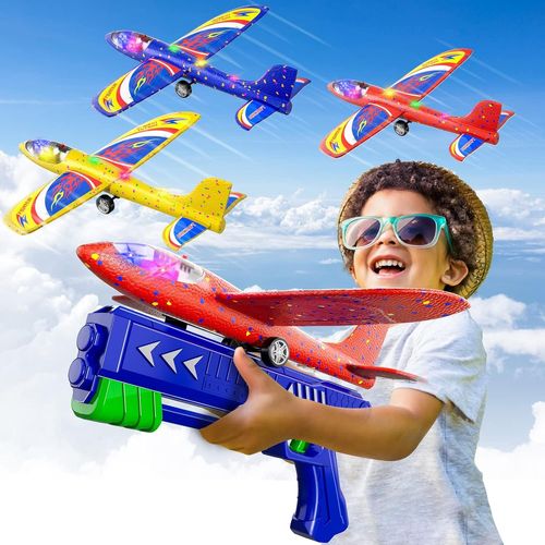 SHIBA-3 Packs de jouets lanceurs d'avion, 12,6 pouces de mousse LED planeur avion catapulte, 2 modes de vol, Outdoor Sports Jouets[7