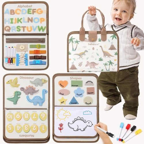 Shiba-Busy Board Dinosaure Jouet Montessori Pour Enfant 2 3 4 Ans Jouets D'activité Développement Cadeau Pour Enfant Garçon Fille [2