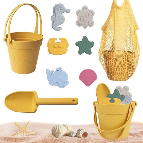 Shiba-Jouet De Plage Enfant, Jouet De Sable En Silicone, Jouet De Sable Avec Sac En Filet, Kit De Jeu De Plage Enfant Avec Seau Pl[5