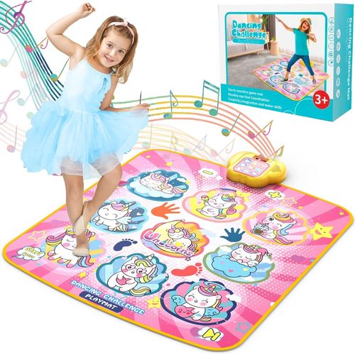SHIBA-Jouet Tapis de Danse Licorne, Enfants Tapis de Danse pour Filles Garçons Musique Pad, 5 Modes de Défi Tapis de Jeu Tactile a[1