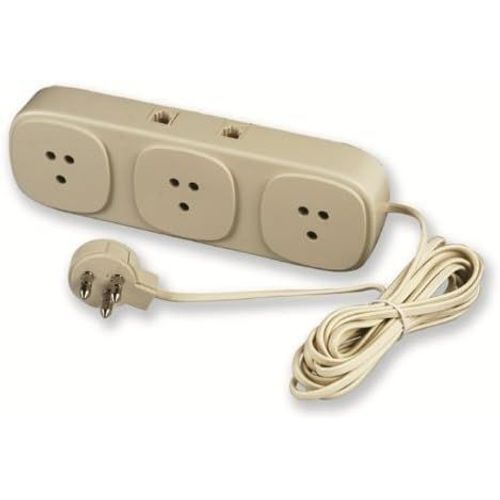SHIBA-62021 multiprise 3 Prises téléphonique Italienne pour 3 Broches, 2 connecteurs rJ11 Prises avec câble 1,5, m Beige[1421]