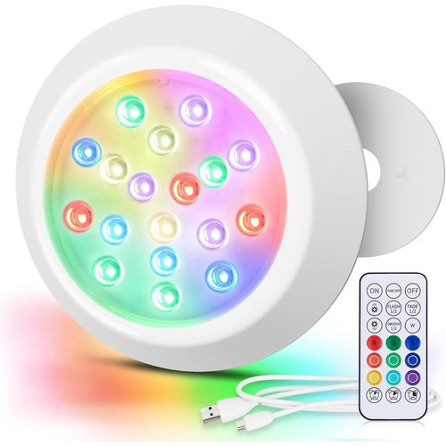 Shiba-Eclairage Led Submersible Magnétiques Pour Piscine Hors Sol, 15cm Lumiere Piscine Sous L'eau Rgbw Ip68 Étanche Avec Télécomm[2