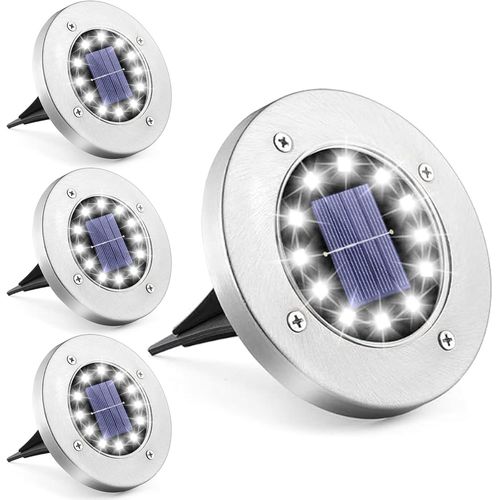 Shiba-Lumière Solaire Extérieur Jardin, 12 Leds Eclairage Lampe Au Sol, 4 Pièces Étanche Lampe Solaire Spot Encastrable Solaire Au[1