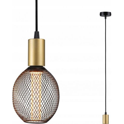 Sdb Suspension Ravi E27 Max60w D80mm Métal Noir/Doré 230v Ip44 Sans Ampoule
