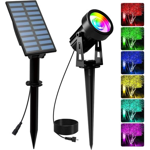 Shiba-Spot Solaire Exterieur, Lampe Solaire Exterieur Multicolore Etanche Ip65 Avec 6 Couleurs Lumière Solaire Extérieure Jardin P[4