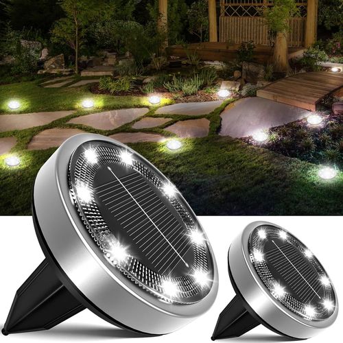 Shiba-Lumière Solaire Extérieur Jardin 2 Pièces, 8 Led Lampe Solaires Au Sol, Étanche Spot Solaire Pour Chemin Pelouse Terrasse Co[1