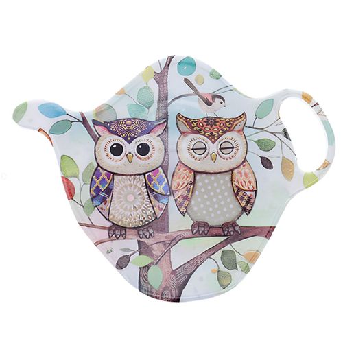 Coupelle Repose-Sachet De Thé Couple De Chouettes
